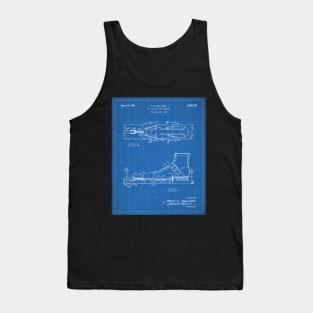 Ski Boots Patent - Snow Skier Skiing Lodge Art - Blueprint Tank Top